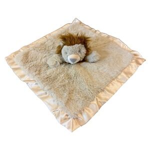 Cloud Island Lion Lovey Security Blanket Plush Satin Trim Beige Tan Brown Soft 2